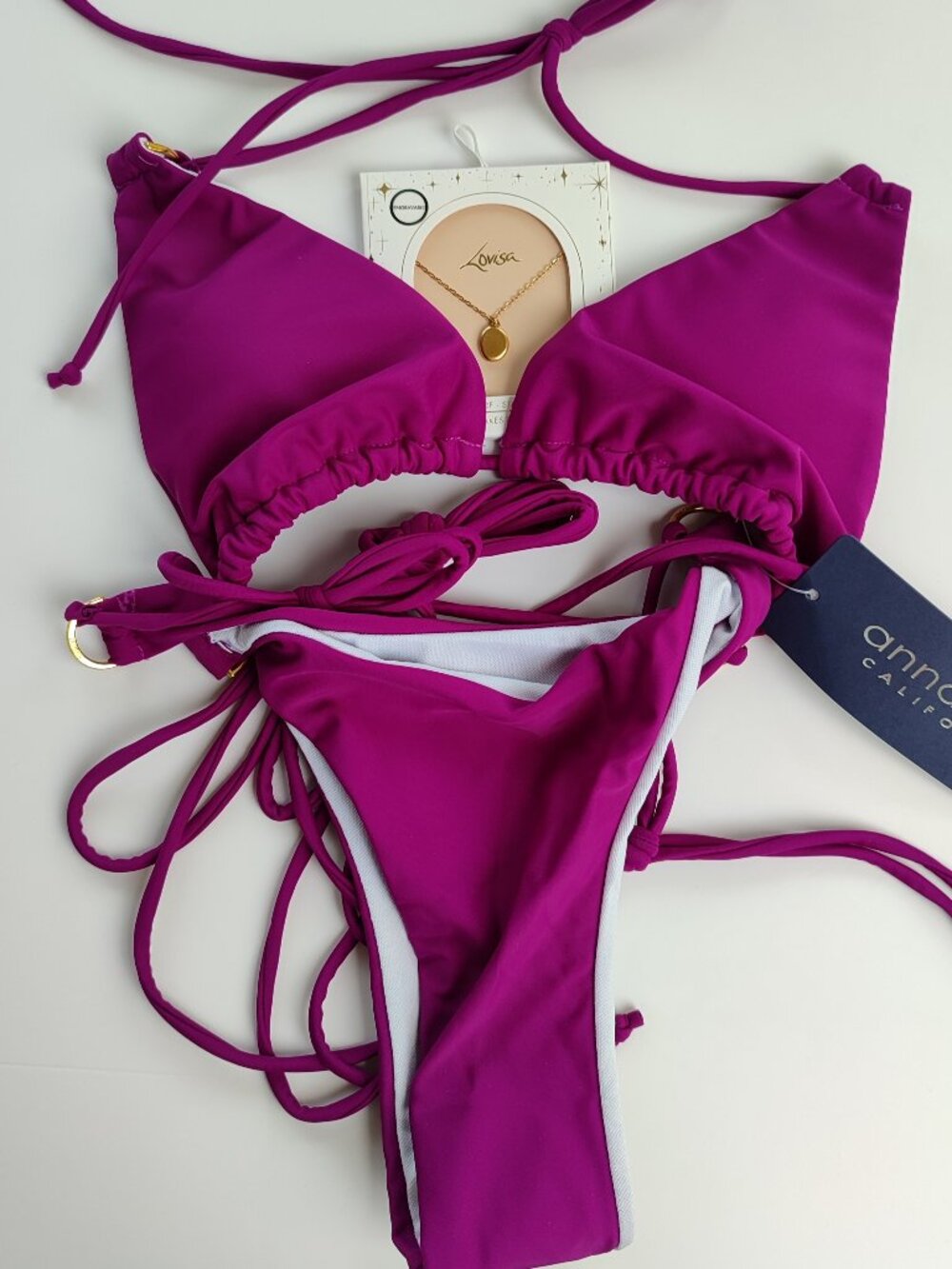 Bundle Anna-Kaci Fuchsia Bikini Set - Size M + NWT  Waterproof Necklace Lovisa